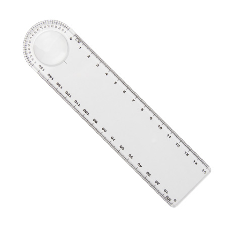 Lineāls ar apdruku 15 cm ar palielināmo lēcu