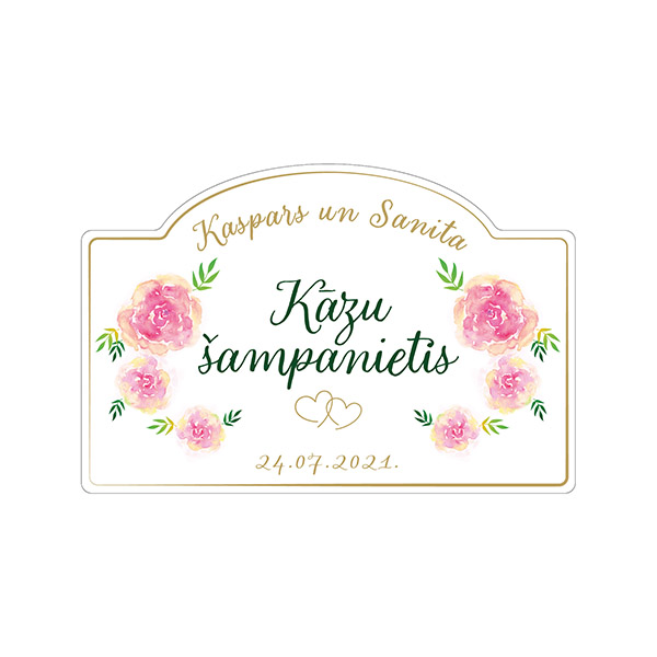 Uzlīmes etiķetēm šampanietim ar kāzu dizainu