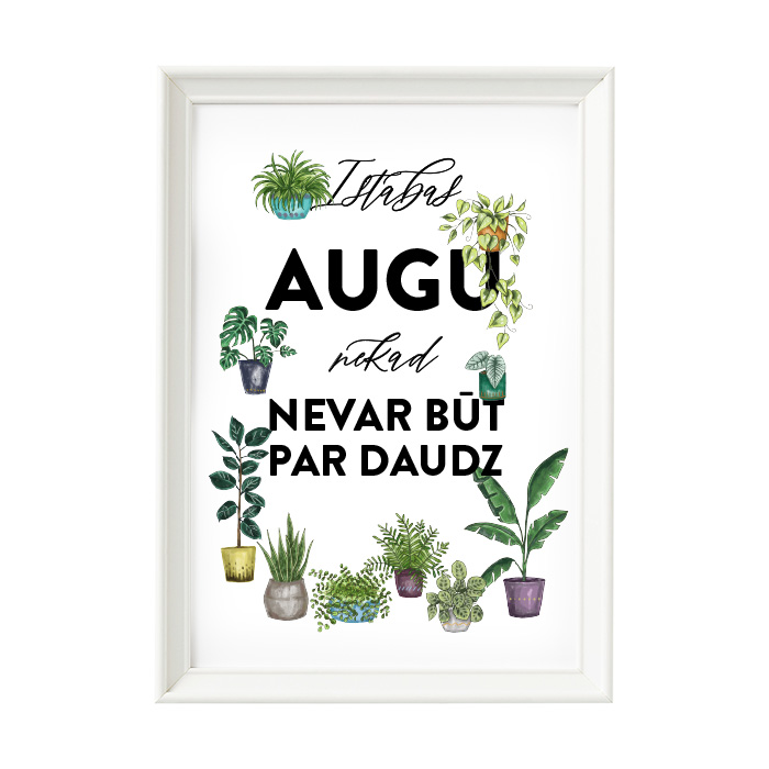 Plakāts ar augu ilustrācijām un tekstu