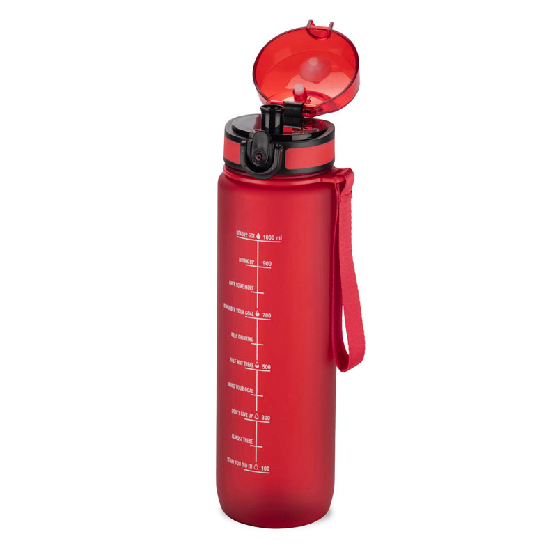 Liela ūdens pudele motiva sarkanā krāsā 1000 ml