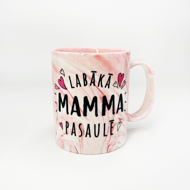 krūze ar marmora rakstu un apdruku Labākā mamma pasaulē