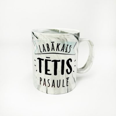 Krūze ar marmora rakstu un apdruku labākais Tētis pasaulē