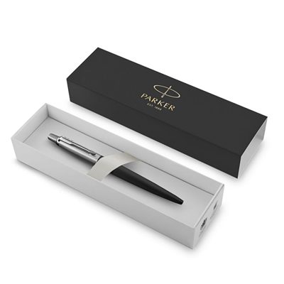 Kvalitatīva metāla pildspalva Parker Jotter bond street ar gravējumu, melna kastītē